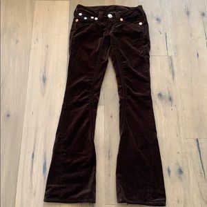 True Religion Flare Boot Cut Velvet Brown Jeans